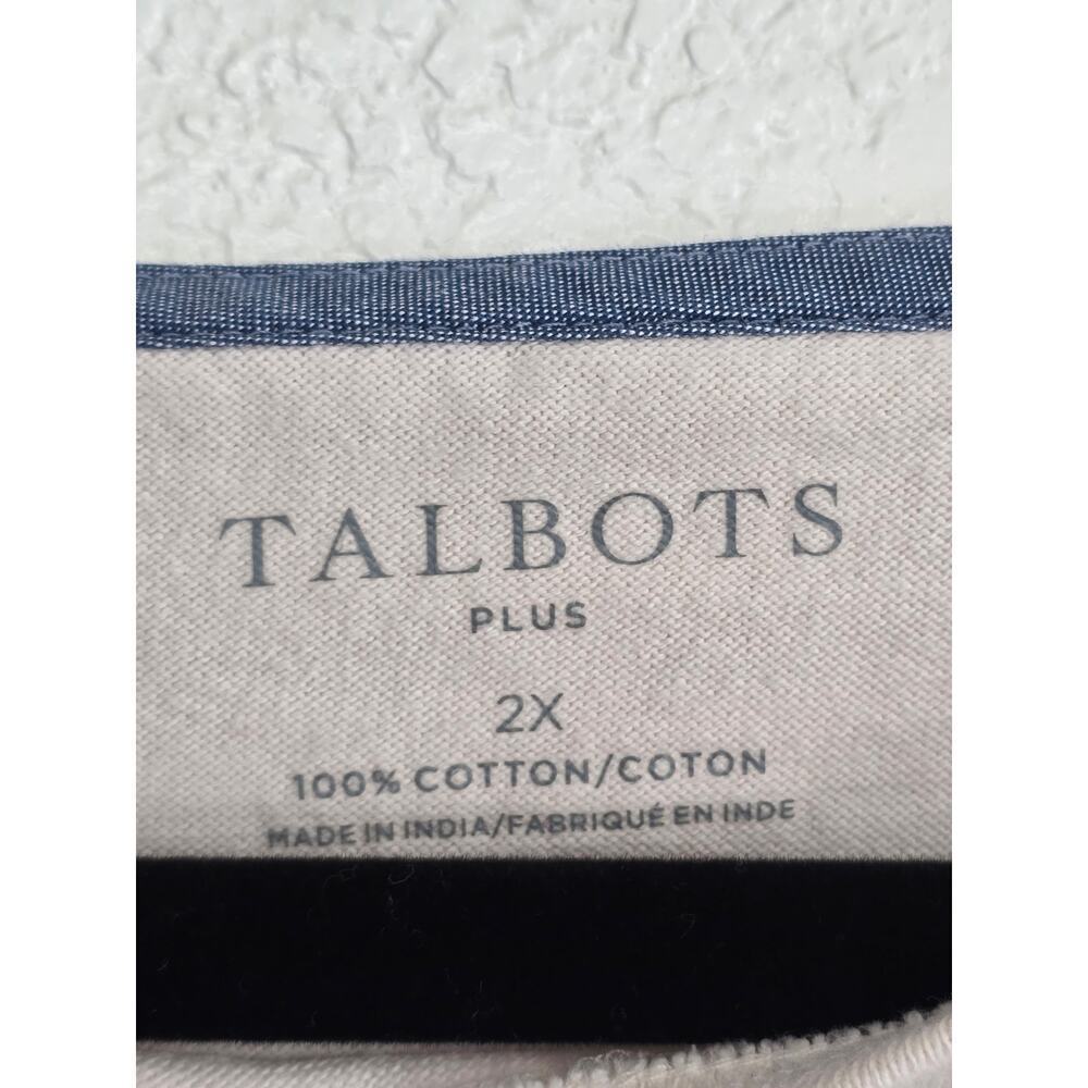 Talbots Annabelle Stripe Tee Plus Size 1x Cream O… - image 4